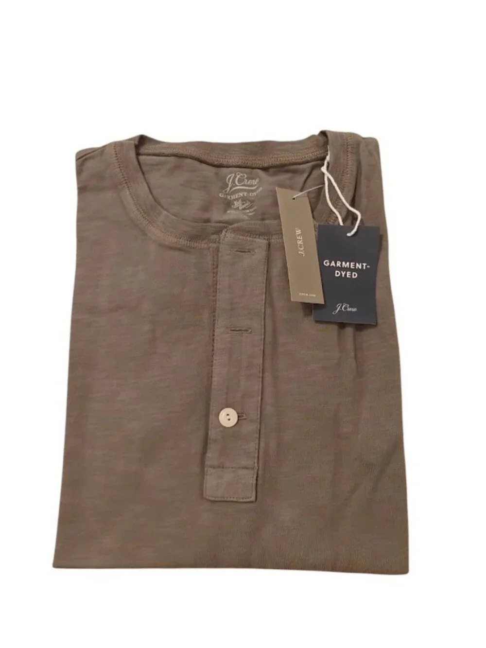 J. Crew Men's Garment Dyed Green XL Short Sleeve Henley Shirt 100 Cotton New